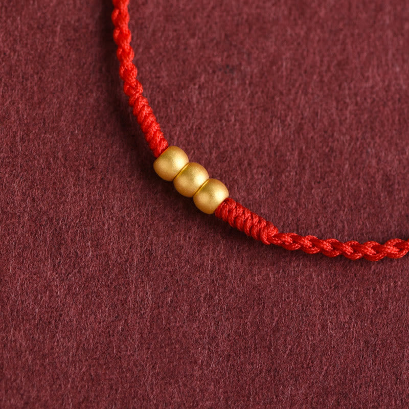 KarmaRipple's 999 Gold Mini Three Beadwork Design Handmade Luck?Rope Bracelet Anklet p4