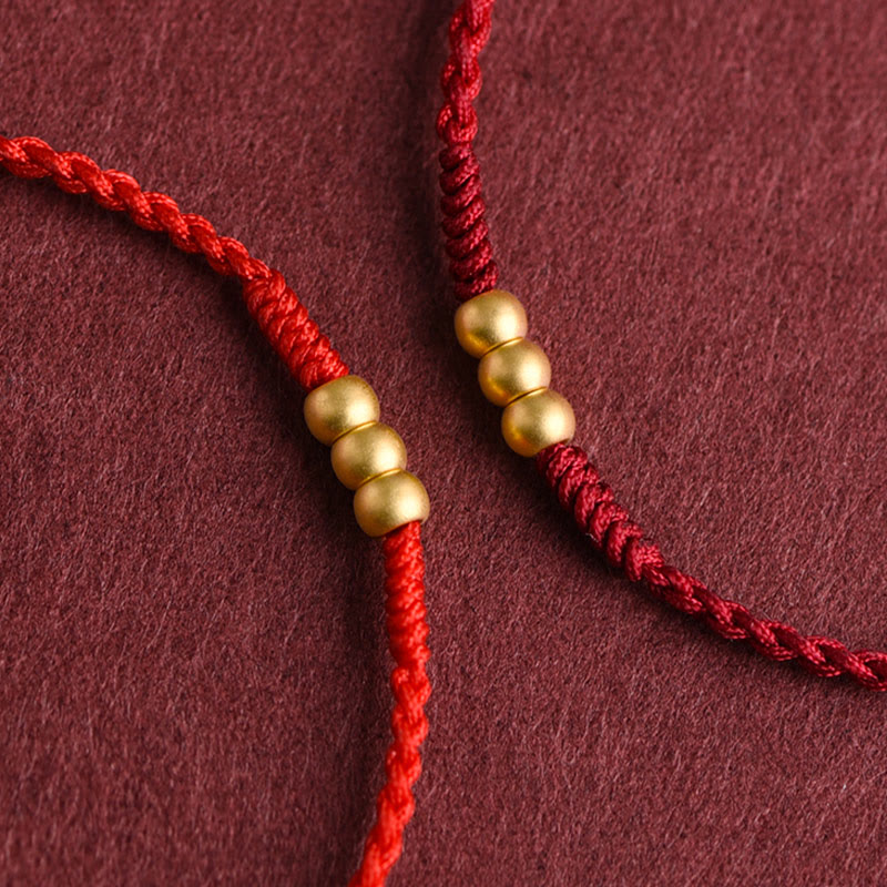 KarmaRipple's 999 Gold Mini Three Beadwork Design Handmade Luck?Rope Bracelet Anklet p7