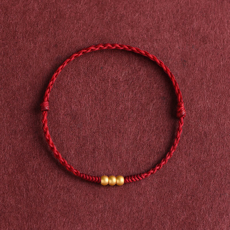 KarmaRipple's 999 Gold Mini Three Beadwork Design Handmade Luck?Rope Bracelet Anklet p16