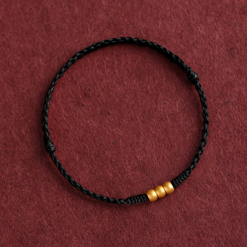 KarmaRipple's 999 Gold Mini Three Beadwork Design Handmade Luck?Rope Bracelet Anklet p11