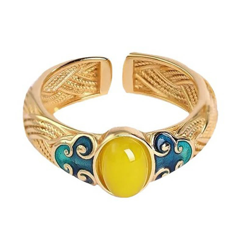 KarmaRipple's Amber Bronze Auspicious Clouds Focus Adjustable Ring p8