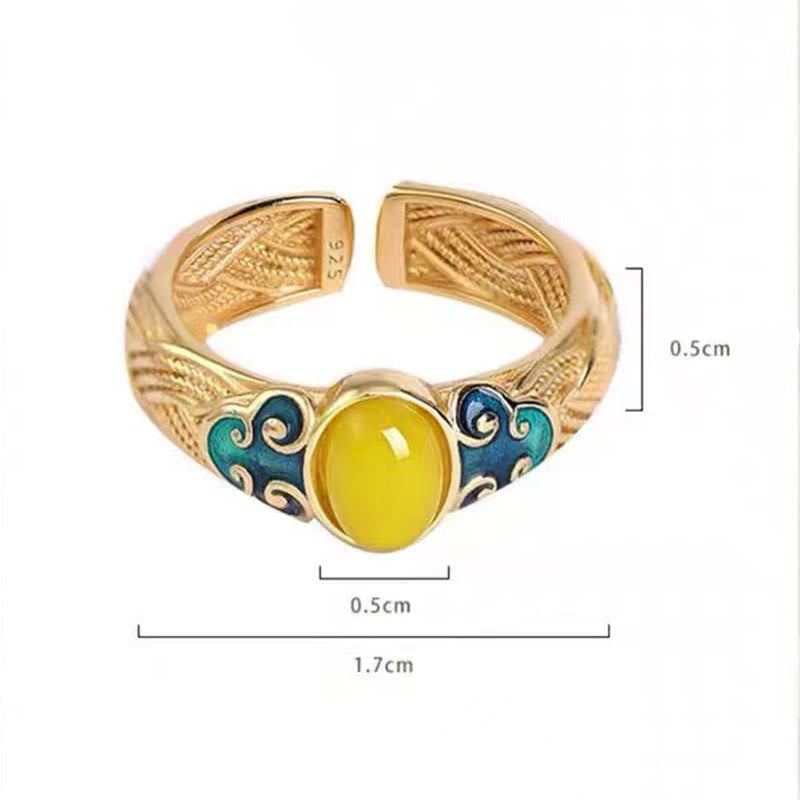 KarmaRipple's Amber Bronze Auspicious Clouds Focus Adjustable Ring p9
