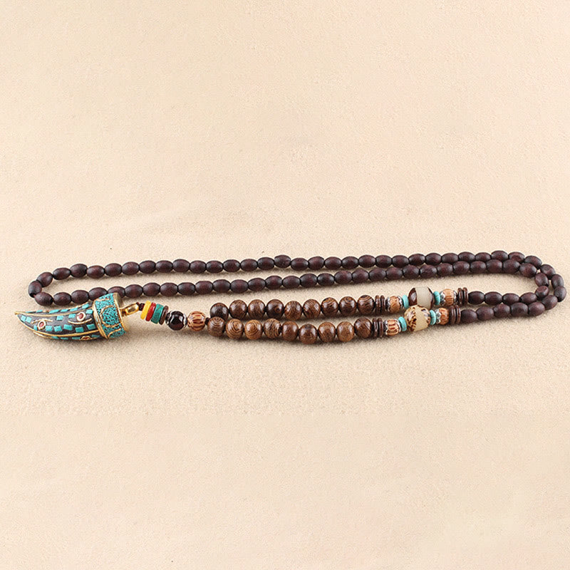 KarmaRipple's Tibet Wenge Wood Om Mani Padme Hum OM Symbol Mantra Horn Pattern Protection Pendant Necklace p13
