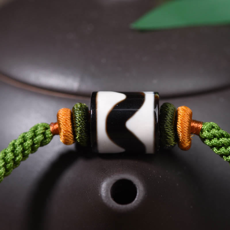 KarmaRipple's Handmade Tibetan Dzi Bead Protection Woven Green Rope Bracelet p8