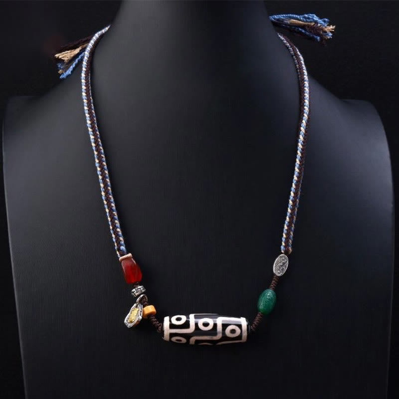 KarmaRipple's Tibetan Nine-eye Dzi Bead Protection Woven Rope Pendant Necklace p2