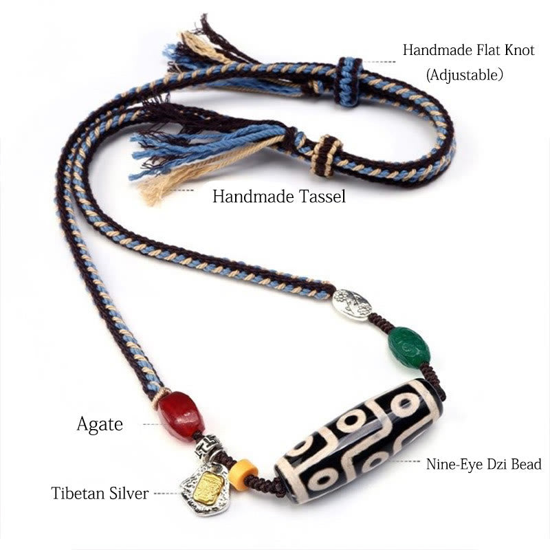 KarmaRipple's Tibetan Nine-eye Dzi Bead Protection Woven Rope Pendant Necklace p8