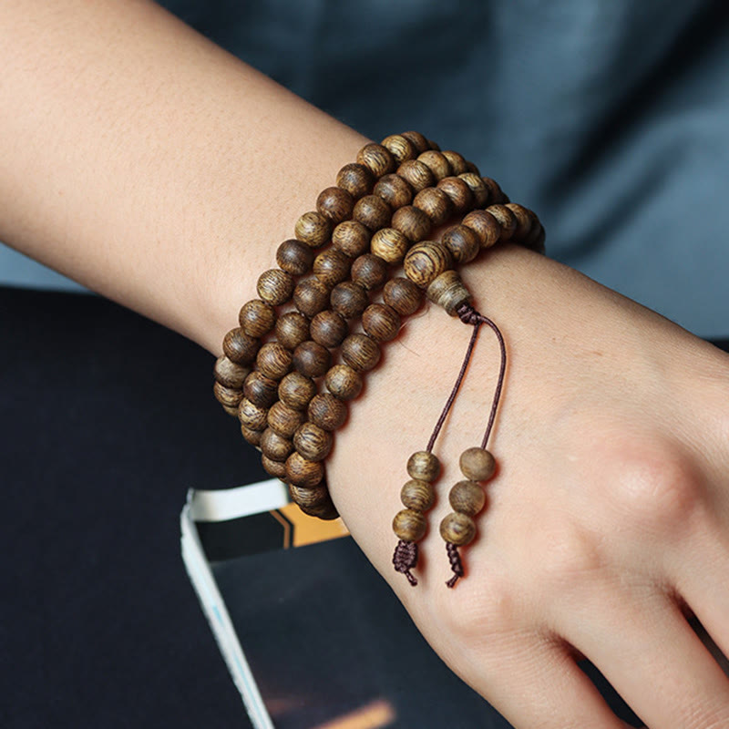 KarmaRipple's 108 Mala Beadwork Huizhou Green Qinan Agarwood Peace Strength Bracelet p4