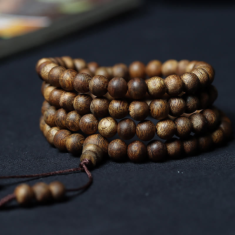 KarmaRipple's 108 Mala Beadwork Huizhou Green Qinan Agarwood Peace Strength Bracelet p1