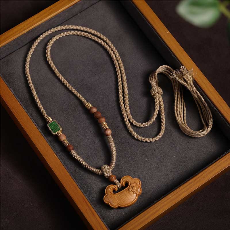 KarmaRipple's Tibetan Sandalwood Chinese Lock Talisman Protection Pendant Necklace p4