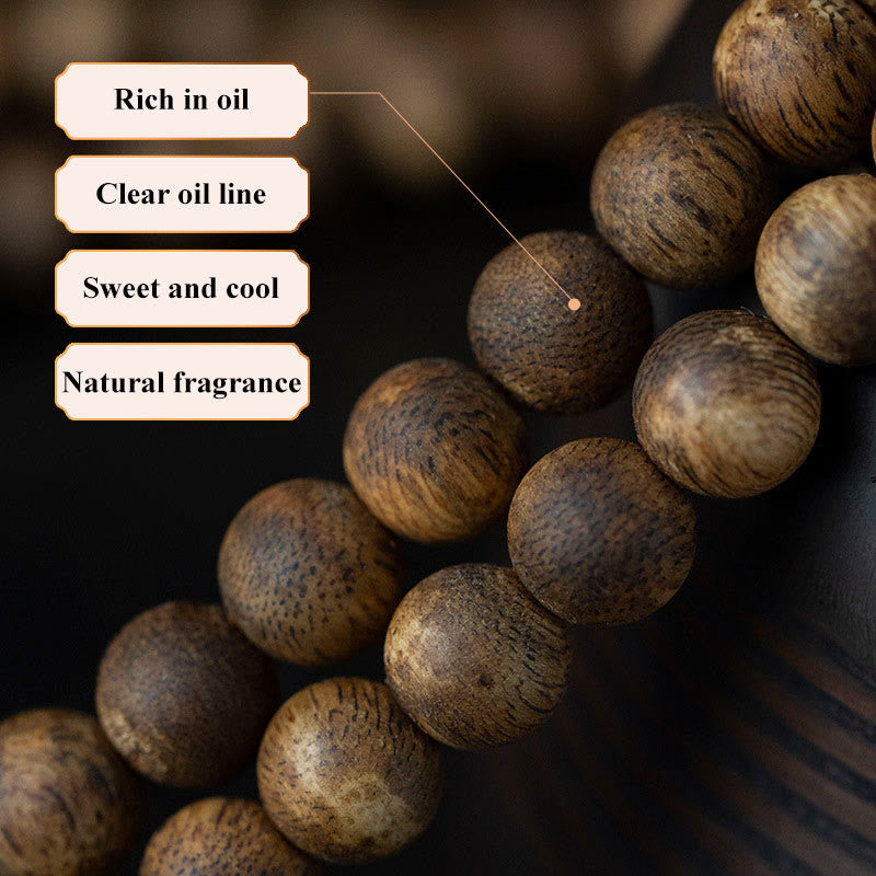 KarmaRipple's 108 Mala Beadwork Hainan Ivory Qinan Agarwood Calm Strength Bracelet p5