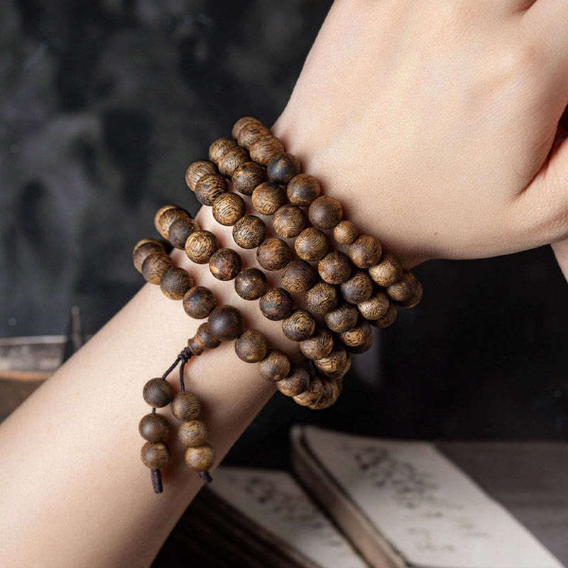 KarmaRipple's 108 Mala Beadwork Hainan Ivory Qinan Agarwood Calm Strength Bracelet p19