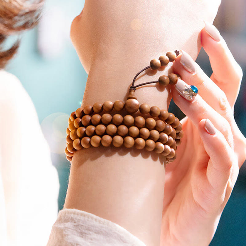 KarmaRipple's Mysore Sandalwood Wood Bead Balancing Mala Bracelet p21