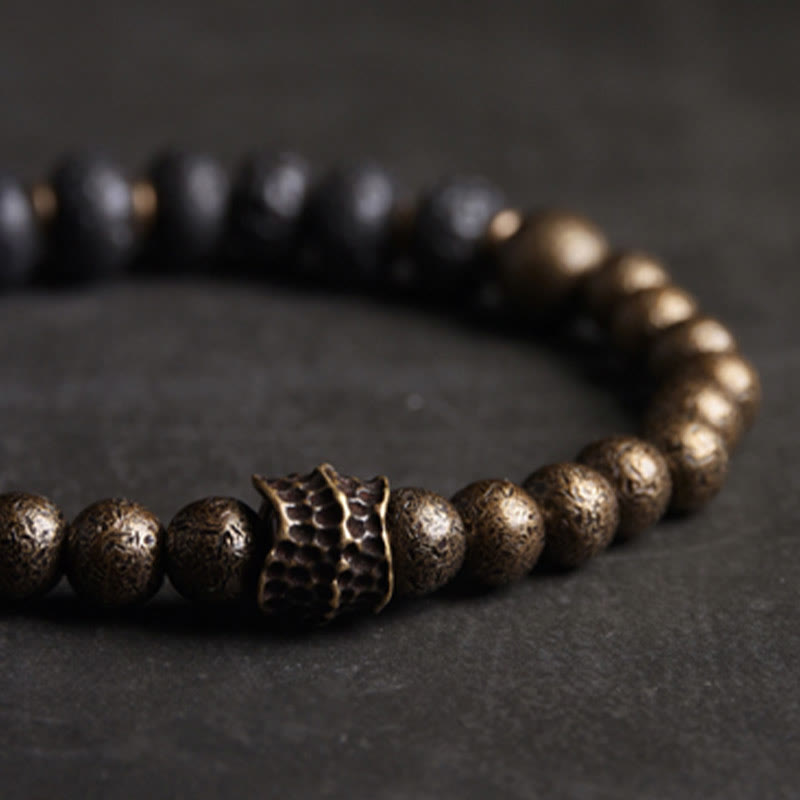 KarmaRipple's Lava Rock Beadwork Adsorb Negative Energy Bronze Bracelet p2