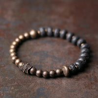 KarmaRipple's Lava Rock Beadwork Adsorb Negative Energy Bronze Bracelet