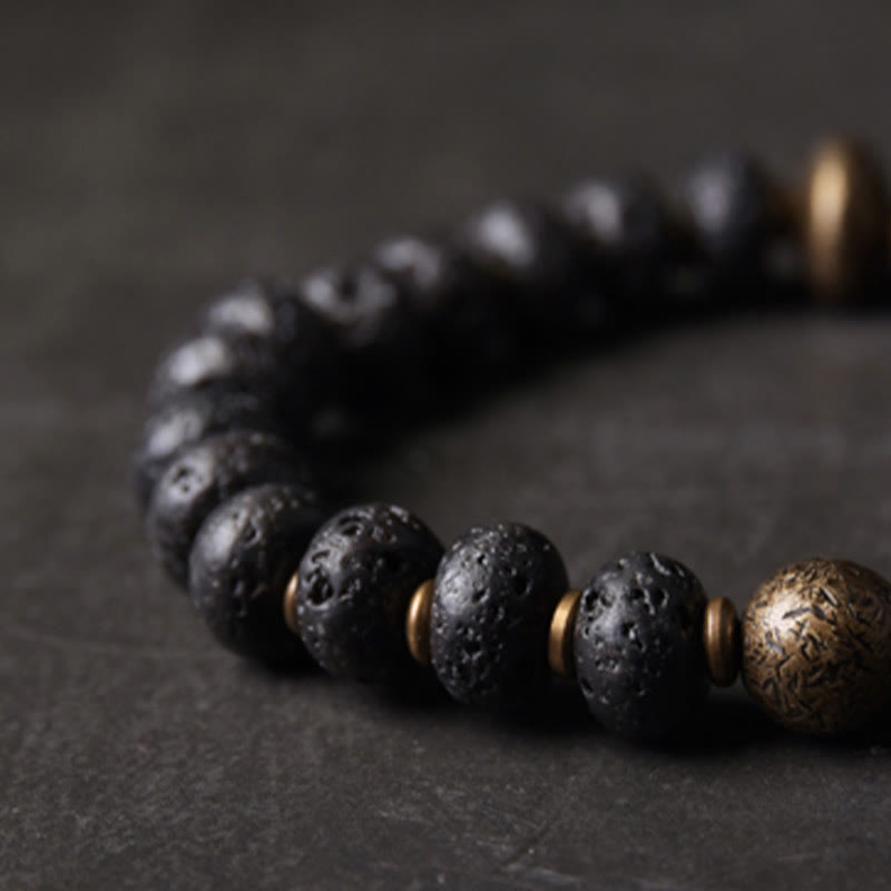 KarmaRipple's Lava Rock Beadwork Adsorb Negative Energy Bronze Bracelet p3