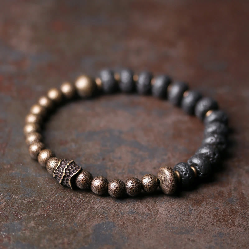 KarmaRipple's Lava Rock Beadwork Adsorb Negative Energy Bronze Bracelet p13