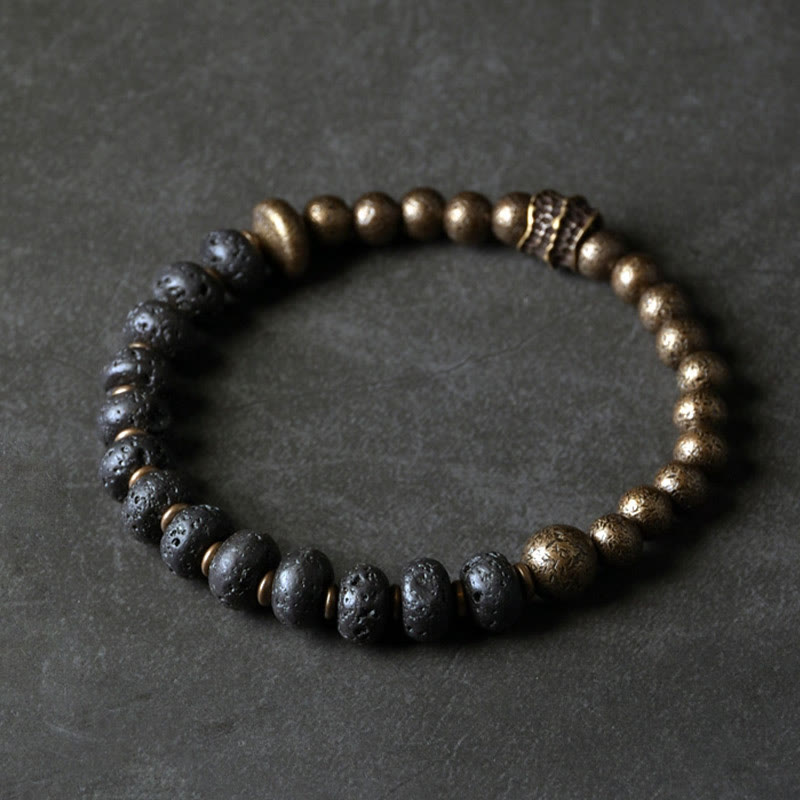 KarmaRipple's Lava Rock Beadwork Adsorb Negative Energy Bronze Bracelet p5