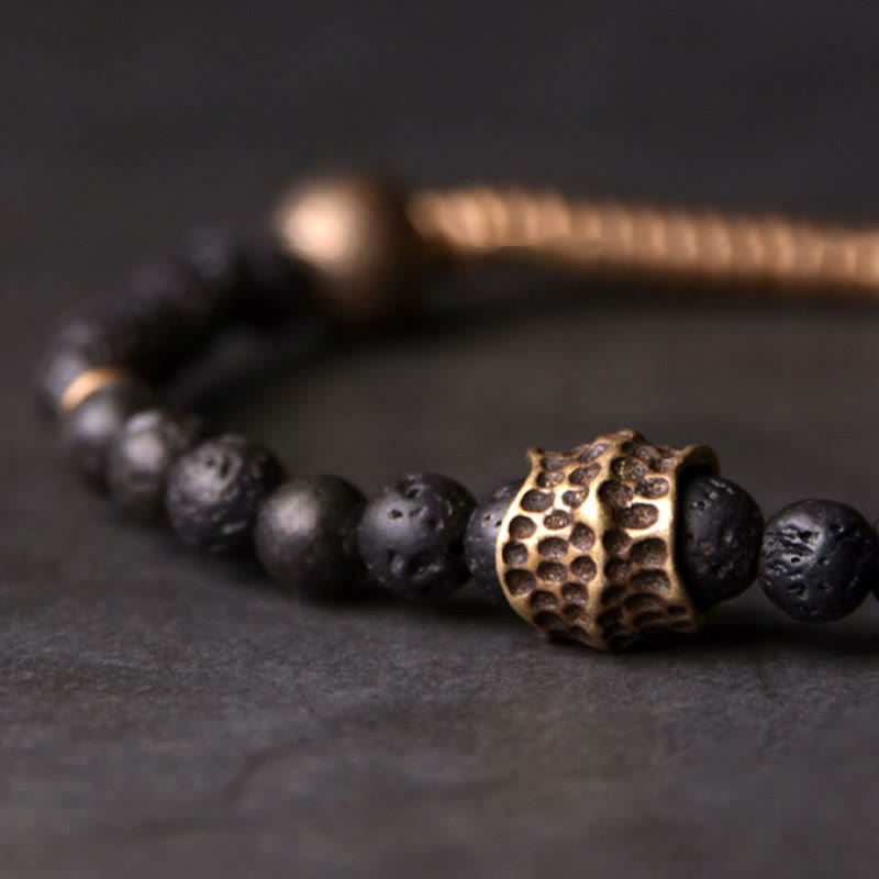 KarmaRipple's Support Balancing Lava Rock Beadwork Bronze Bracelet p3