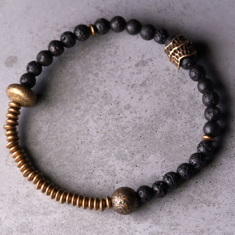 KarmaRipple's Support Balancing Lava Rock Beadwork Bronze Bracelet p10