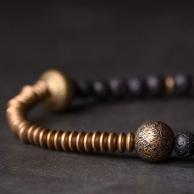 KarmaRipple's Support Balancing Lava Rock Beadwork Bronze Bracelet p4