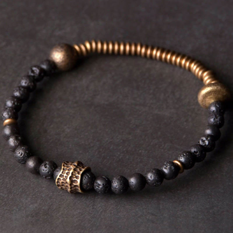KarmaRipple's Support Balancing Lava Rock Beadwork Bronze Bracelet p9