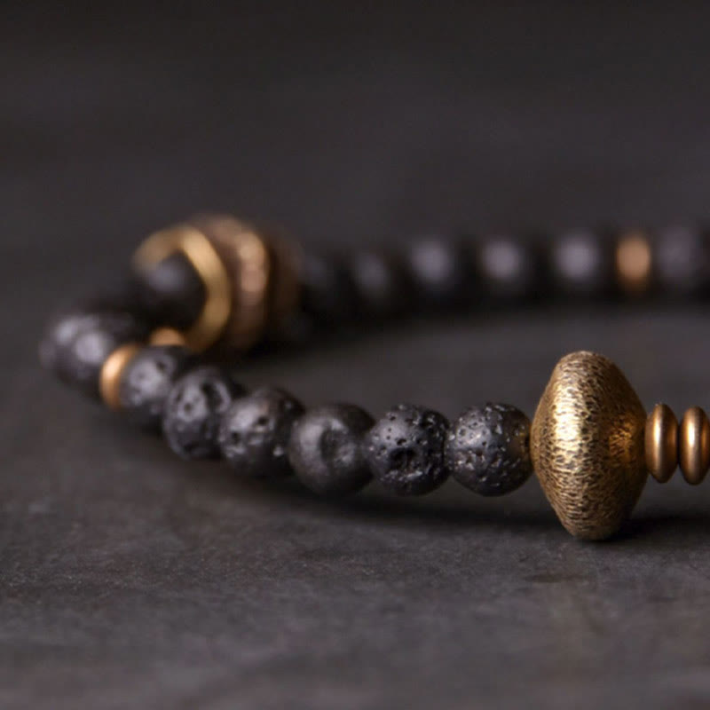 KarmaRipple's Support Balancing Lava Rock Beadwork Bronze Bracelet p2
