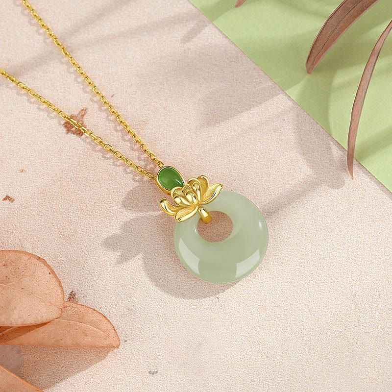 KarmaRipple's Jade Lotus Abundance String Pendant Necklace p3