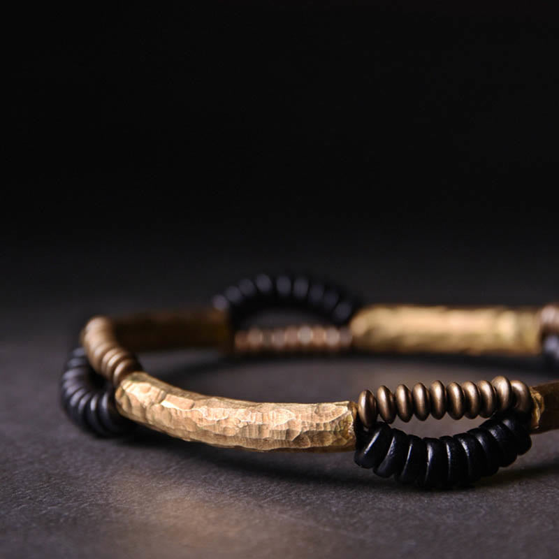 KarmaRipple's Vintage Ebony Wood Bronze Fortune Wealth Handmade Bracelet p2