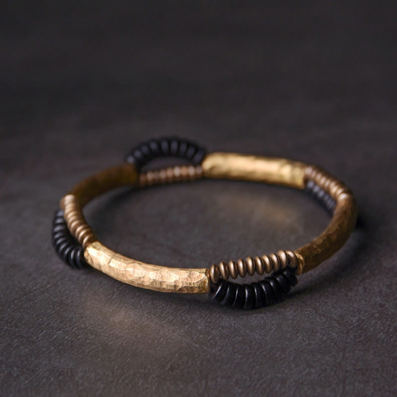 KarmaRipple's Vintage Ebony Wood Bronze Fortune Wealth Handmade Bracelet p12
