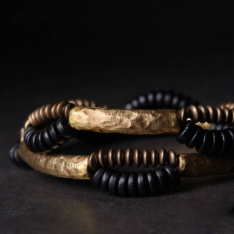 KarmaRipple's Vintage Ebony Wood Bronze Fortune Wealth Handmade Bracelet p3