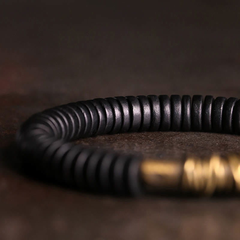 KarmaRipple's Calm Tibetan Ebony Wood Bronze Bracelet p3
