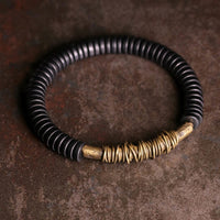 KarmaRipple's Calm Tibetan Ebony Wood Bronze Bracelet