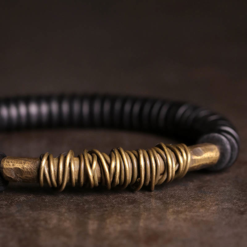 KarmaRipple's Calm Tibetan Ebony Wood Bronze Bracelet p4