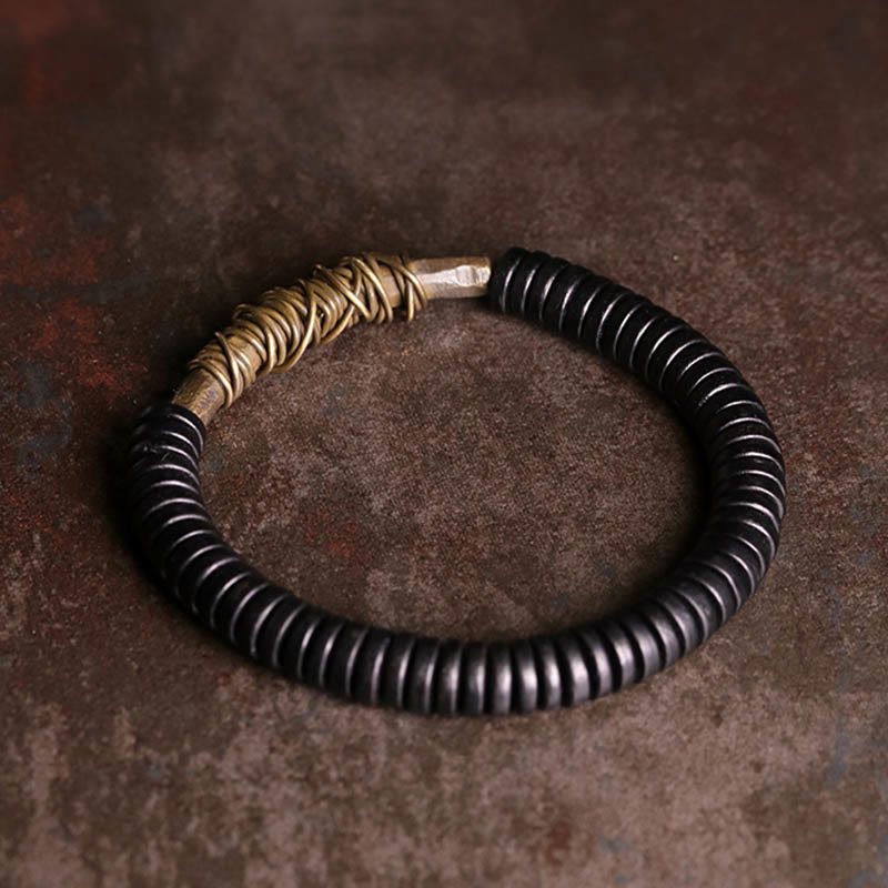 KarmaRipple's Calm Tibetan Ebony Wood Bronze Bracelet p2