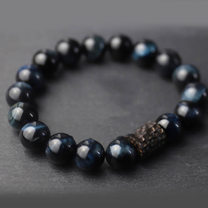 KarmaRipple's Tiger Eye Ebony Wood Beadwork Calm Bracelet p1