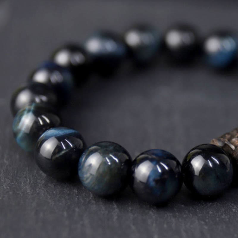 KarmaRipple's Tiger Eye Ebony Wood Beadwork Calm Bracelet p2