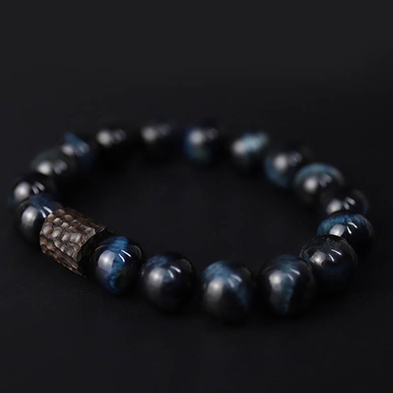 KarmaRipple's Tiger Eye Ebony Wood Beadwork Calm Bracelet p3