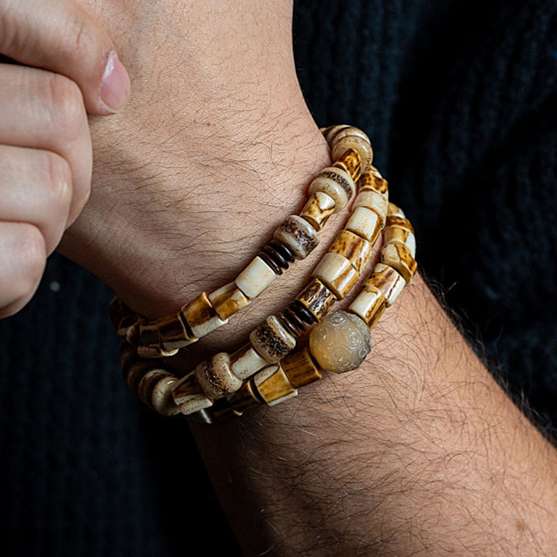 KarmaRipple's Tibetan Deer Bone Yak Bone Fortunate Balance Bracelet p5