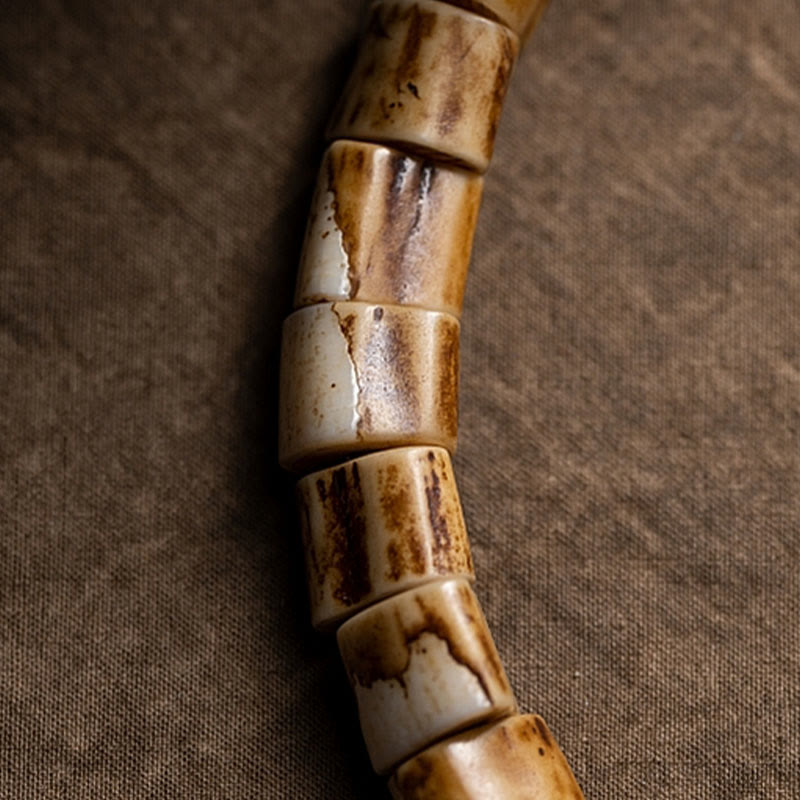 KarmaRipple's Tibetan Deer Bone Yak Bone Skull Carved Wisdom Bracelet p3