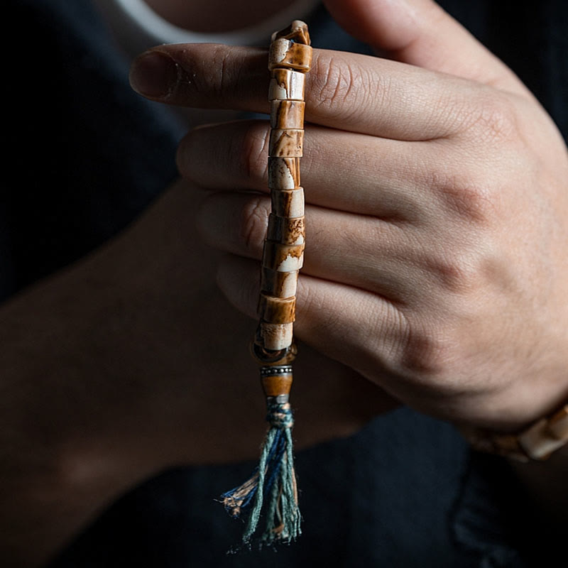 KarmaRipple's Tibetan Deer Bone Yak Bone Skull Carved Wisdom Bracelet p11