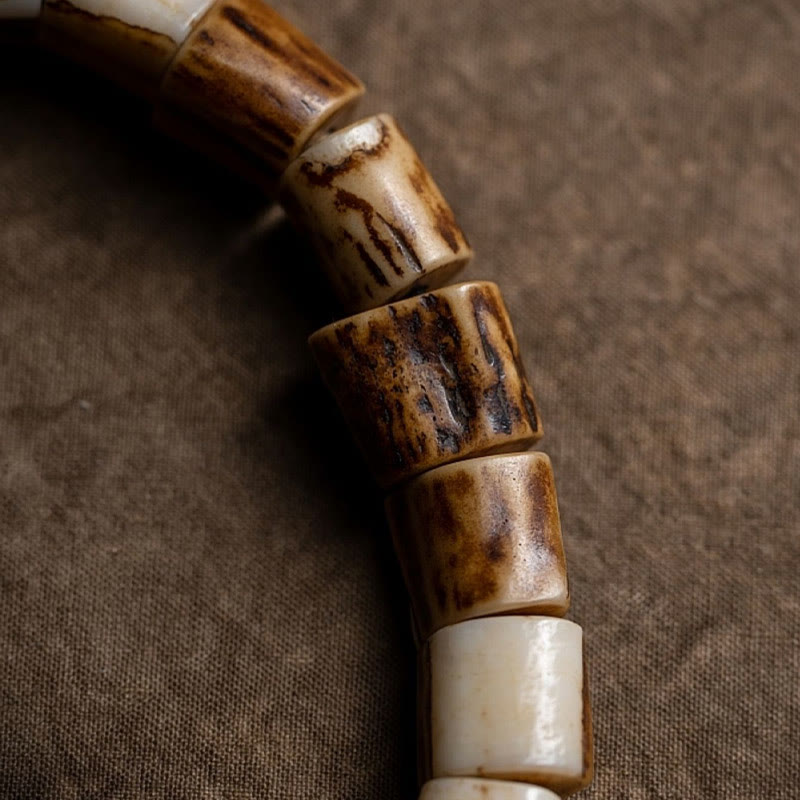 KarmaRipple's Tibetan Deer Bone Yak Bone Skull Carved Wisdom Bracelet p10