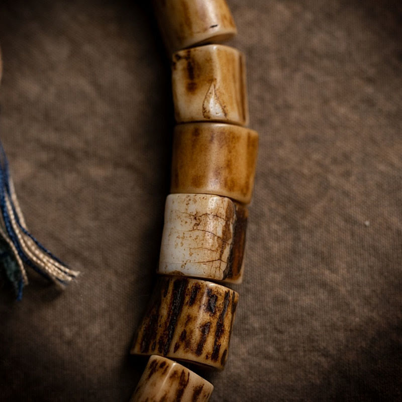 KarmaRipple's Tibetan Deer Bone Yak Bone Skull Carved Wisdom Bracelet p9
