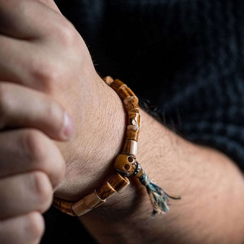 KarmaRipple's Tibetan Deer Bone Yak Bone Skull Carved Wisdom Bracelet p15