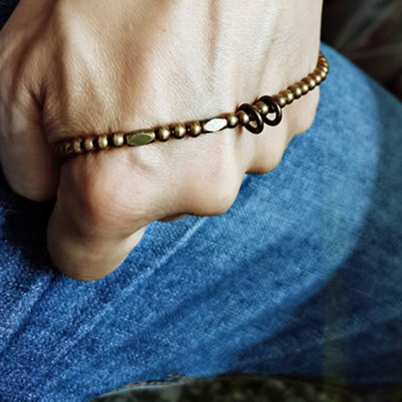 KarmaRipple's Wealth Self Care Bronze Brass Beadwork Design Pair Bracelet p9
