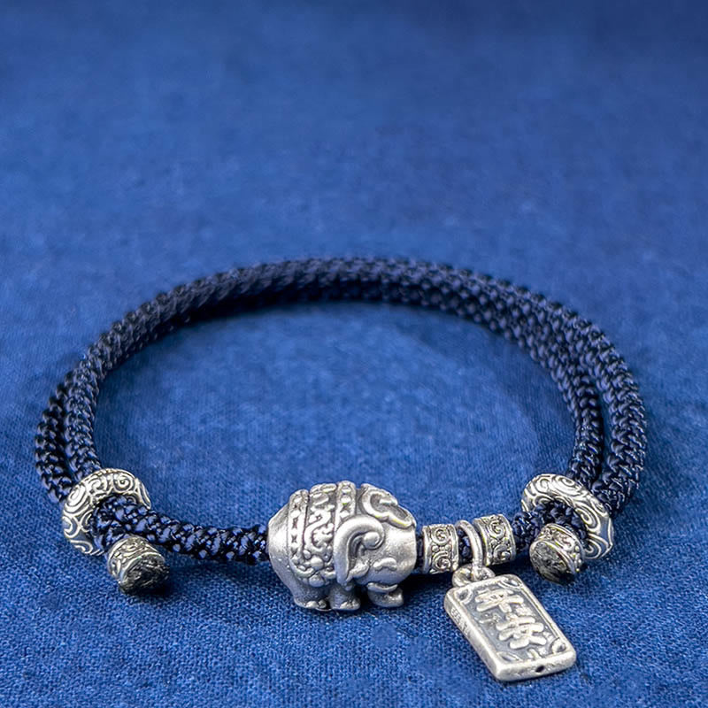 KarmaRipple's 925 Sterling Silver Elephant Safe And Well Amulet Talisman Strength Bracelet p1