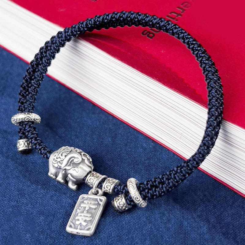 KarmaRipple's 925 Sterling Silver Elephant Safe And Well Amulet Talisman Strength Bracelet p10