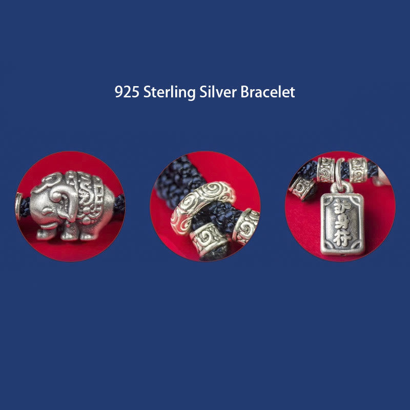 KarmaRipple's 925 Sterling Silver Elephant Safe And Well Amulet Talisman Strength Bracelet p11