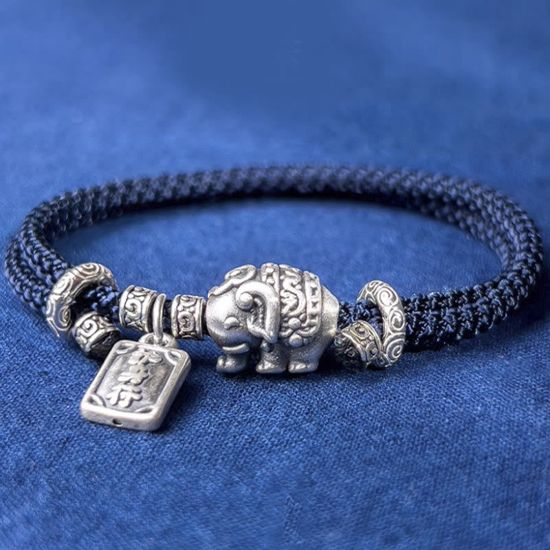 KarmaRipple's 925 Sterling Silver Elephant Safe And Well Amulet Talisman Strength Bracelet p17
