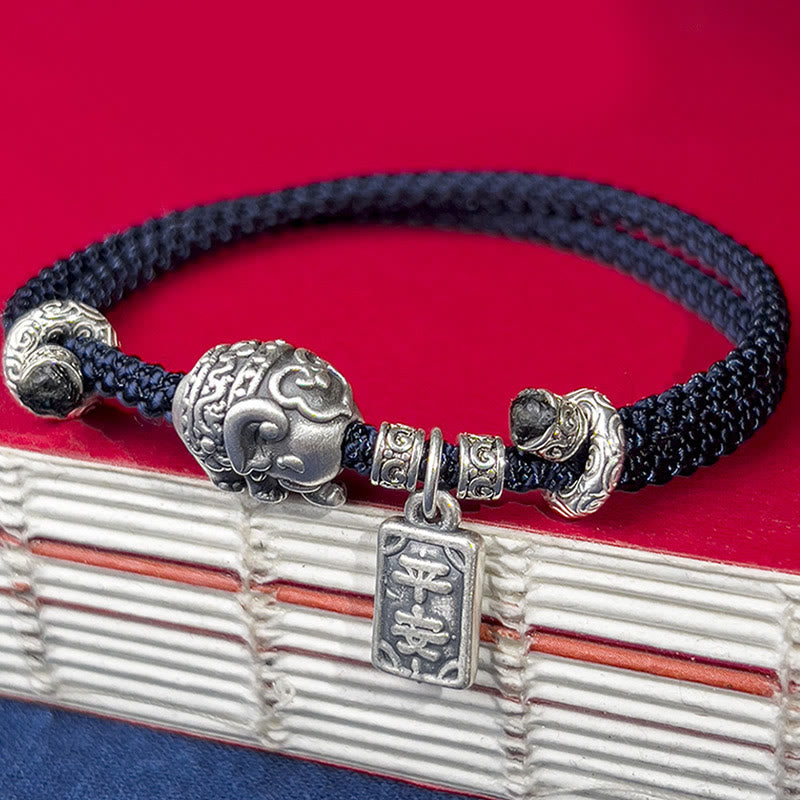 KarmaRipple's 925 Sterling Silver Elephant Safe And Well Amulet Talisman Strength Bracelet p3