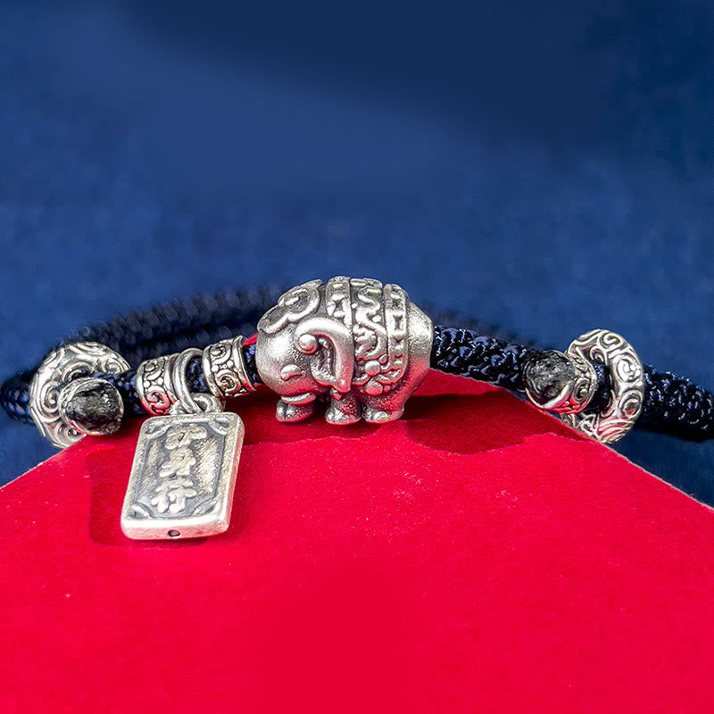 KarmaRipple's 925 Sterling Silver Elephant Safe And Well Amulet Talisman Strength Bracelet p4